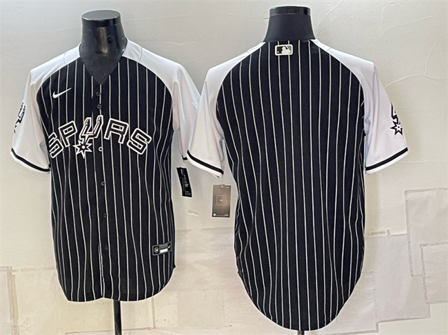Men's San Antonio Spurs Blank Black Stitched Baseball Jersey